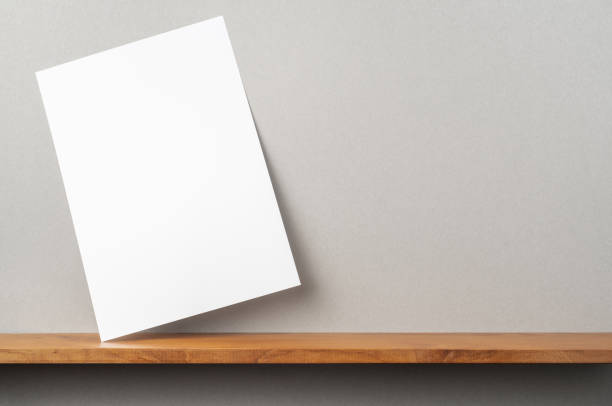 istock front view of A4 paper stand on bookshelf 1136939731