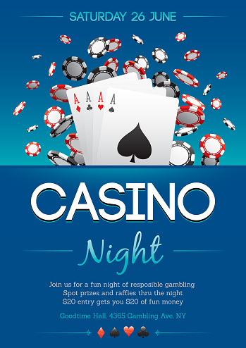 Casino night party poster invitation design