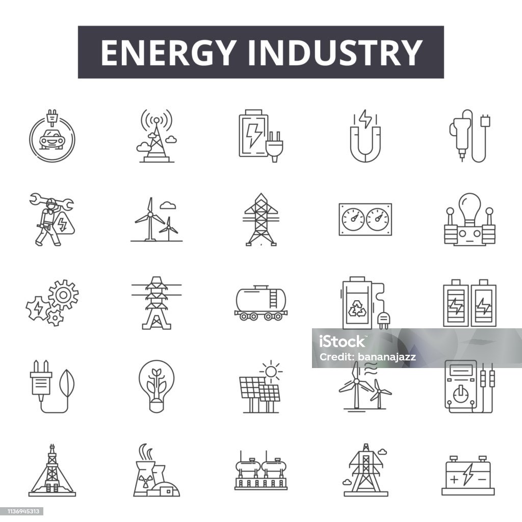 Energy industry line icons for web and mobile design. Editable stroke signs. Energy industry  outline concept illustrations Energy industry line icons for web and mobile. Editable stroke signs. Energy industry  outline concept illustrations Ecosystem stock vector