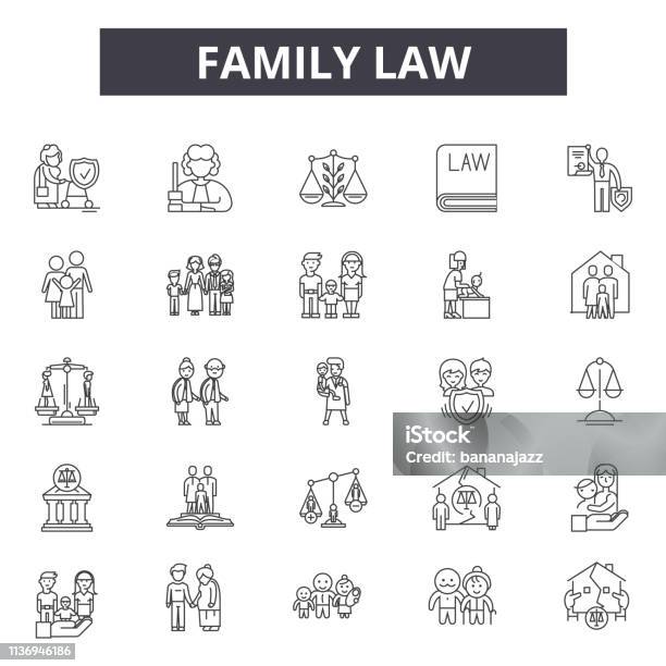 Family Law Line Icons For Web And Mobile Design Editable Stroke Signs Family Law Outline Concept Illustrations Stock Illustration - Download Image Now