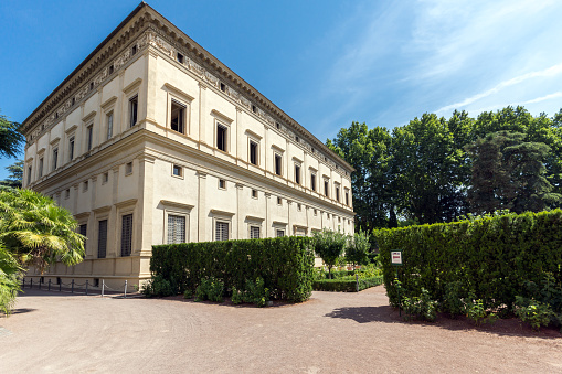 Rome, Italy - June 23, 2017: Building of Villa Farnesina in Trastavete district in city of Rome, Italy