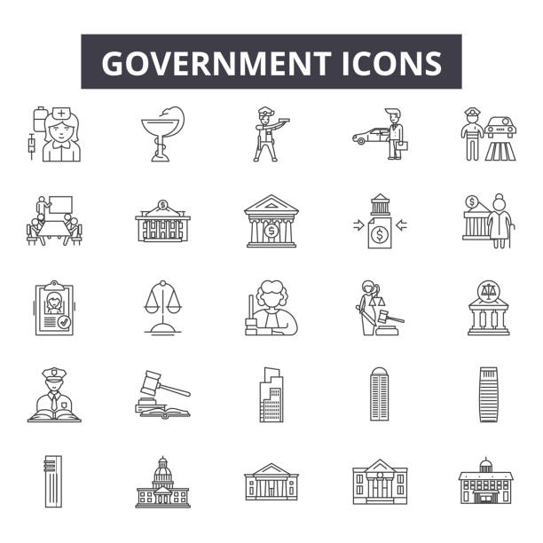 Government line icons for web and mobile design. Editable stroke signs. Government  outline concept illustrations Government line icons for web and mobile. Editable stroke signs. Government  outline concept illustrations senate stock illustrations