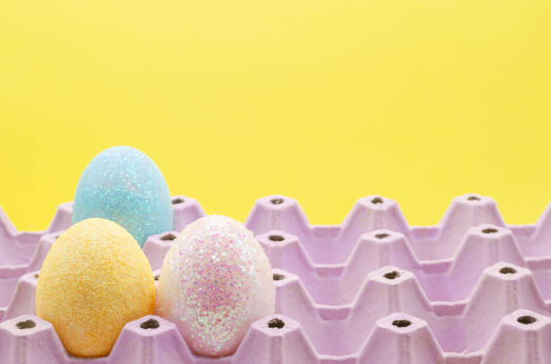 istock Colorful eggs decorate with knitting wool for Easter day and festival. 1136951282