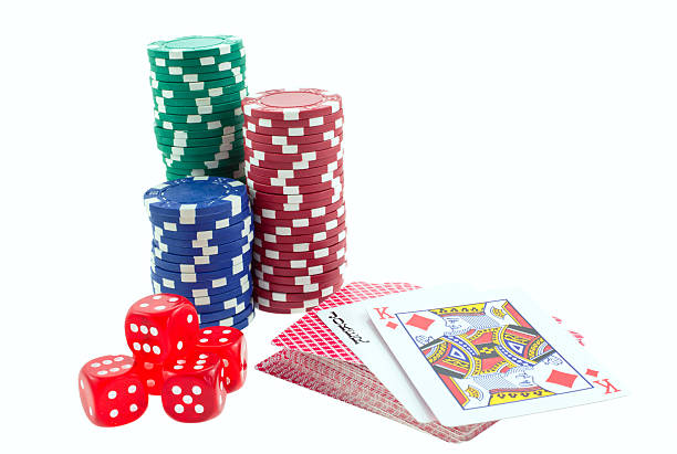 Royal flush and poker chips.
