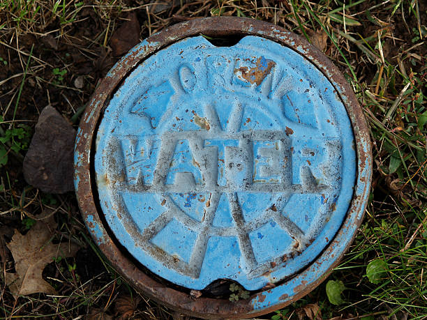 Water Access with a Round, Bright Blue Cover stock photo