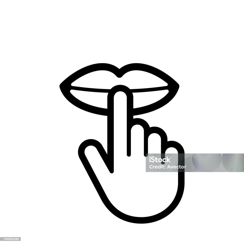 Giữ Im Lặng Và Im Lặng Biểu Tượng Vector Dấu Hiệu Im Lặng Môi Và ...