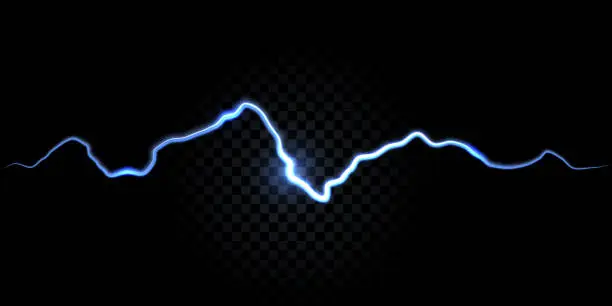 Vector illustration of Thunder spark, electric flash vector background. Electricity thunderbolt white and blue spark abstract effect background