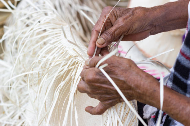 istock The villagers took bamboo stripes to weave into different forms for daily use 1136962365