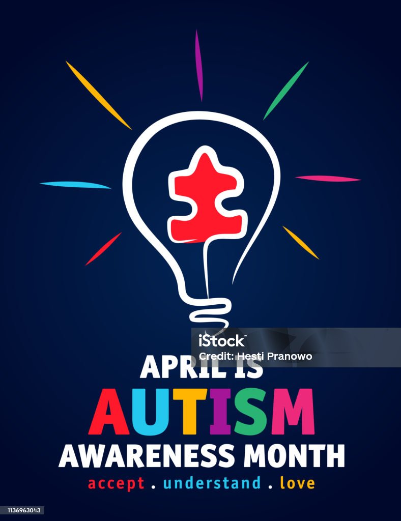 Colorful Design Word World Autism Awareness Day With Puzzle Inside Bulb  Stock Illustration - Download Image Now - iStock