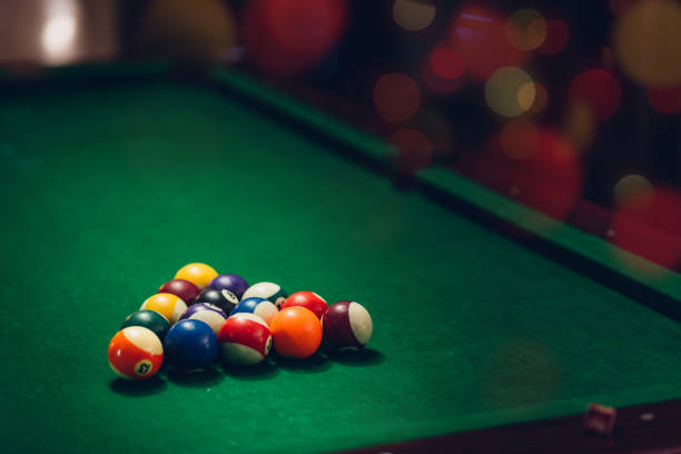 istock Close up of group of billiard ball is triangle shape. 1136963259