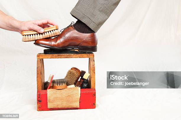 Antique Shoe Shine Box Stock Photo - Download Image Now - Shoeshiner, Shoe Polish, Polishing Shoes