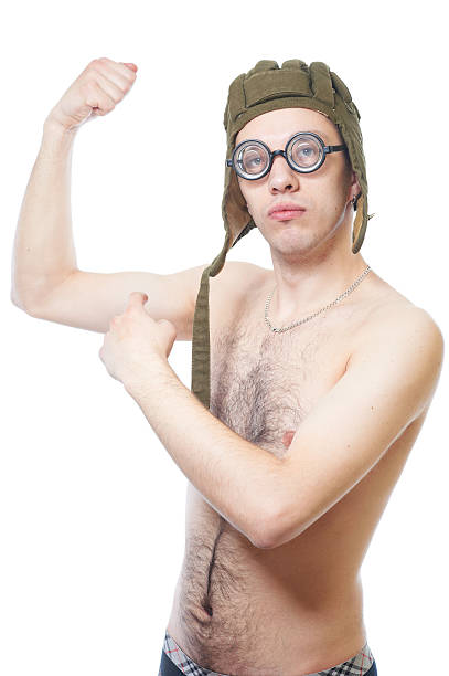 istock Portrait of a young nerd in funny glasses 113696821