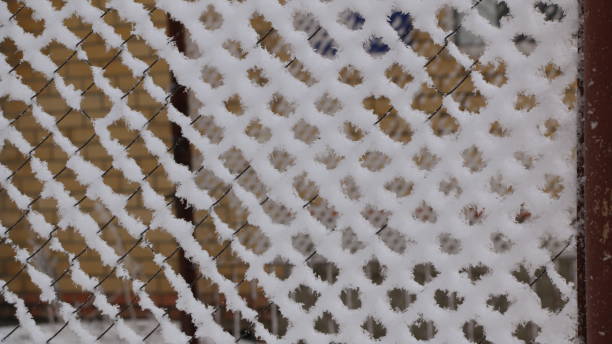 istock iron gate and fence with wrought iron elements covered with snow. 1136970958