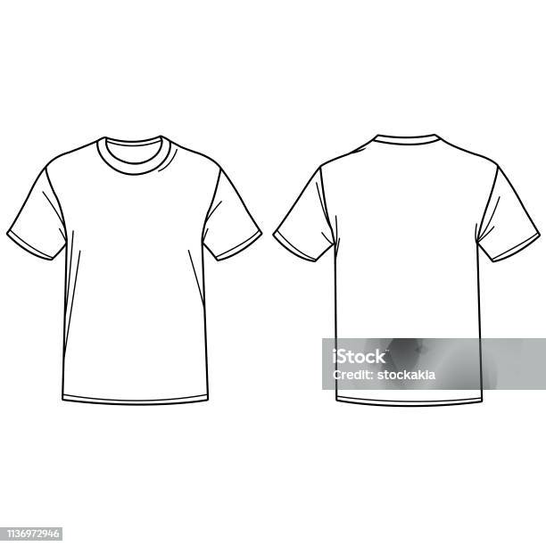 Ilustración de Ilustración Vectorial De Una Camiseta Vista Frontal Y Posterior y más Vectores Libres de Derechos de Camiseta