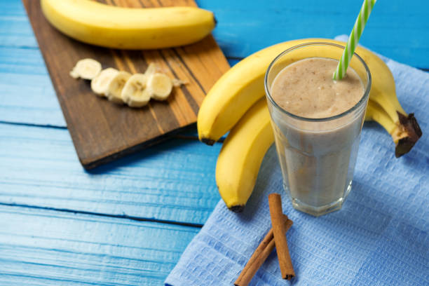 istock Banana smoothie in a glass 1136974307