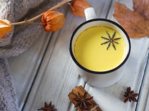 istock Drink with milk and turmeric. Alternative medicine 1136974319