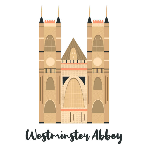 ilustraciones, imágenes clip art, dibujos animados e iconos de stock de westmister abbey london famoso monumento aislado sobre fondo blanco. ilustración vectorial - abadía de westminster