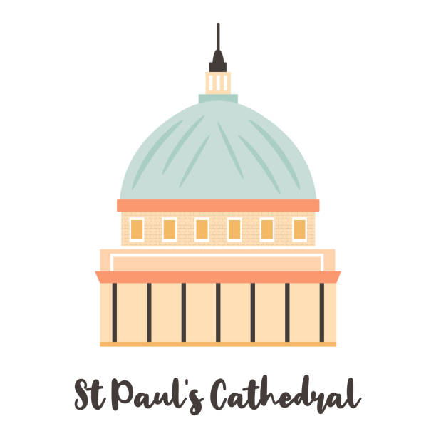 ilustrações, clipart, desenhos animados e ícones de marco famoso de st paul cathedal londres isolado no fundo branco. ilustração do vetor - cupola