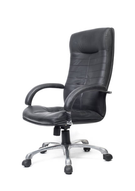 istock Old used black leather chair 1136980537
