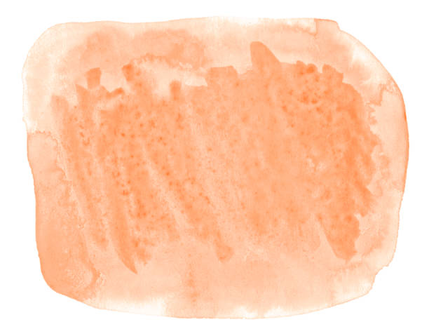 istock Light orange watercolor hand-drawn isolated wash stain on white background for text, design. Abstract texture made by brush for wallpaper, label. 1136981017