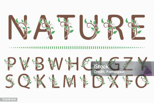 Set Of Luxury Capital Letters Decorative Floral Monograms Branch With Leaves Calligraphic Logo Template Good For Design Of Inscriptions Pages Stickers Signage Labels Cards Vector Illustration Stock Illustration - Download Image Now