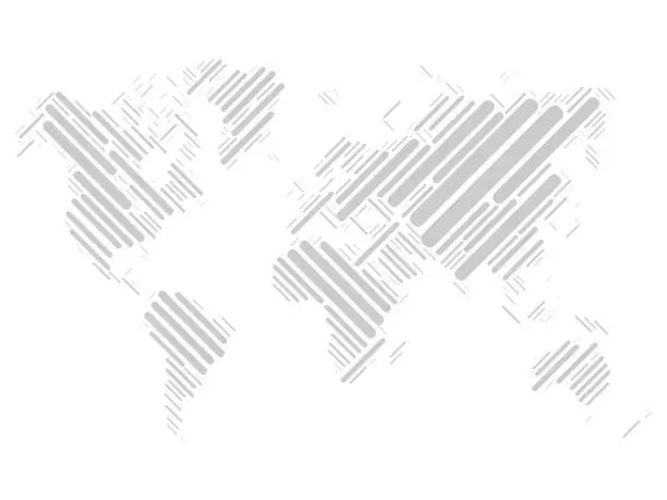 Vector illustration of World map of grey blocks