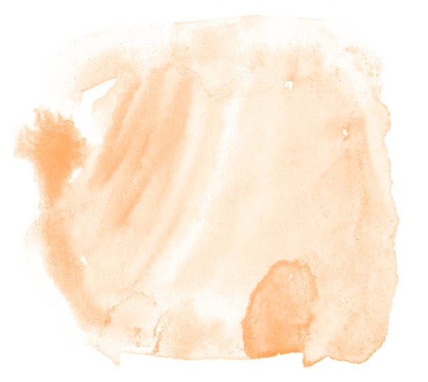 istock Light orange watercolor hand-drawn isolated wash stain on white background for text, design. Abstract texture made by brush for wallpaper, label. 1136983728