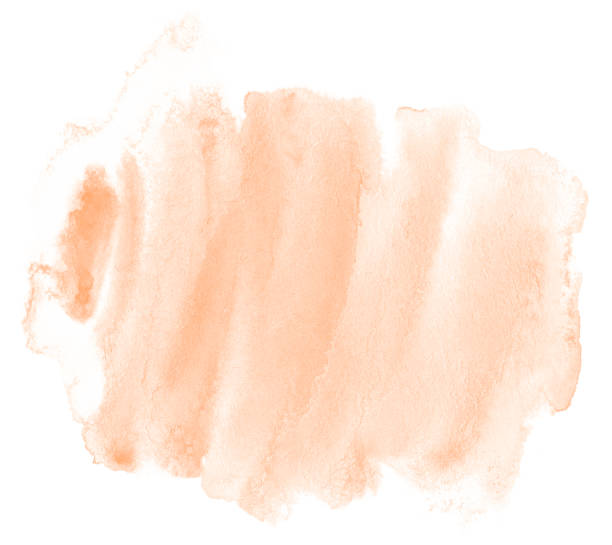 istock Light orange watercolor hand-drawn isolated wash stain on white background for text, design. Abstract texture made by brush for wallpaper, label. 1136984191