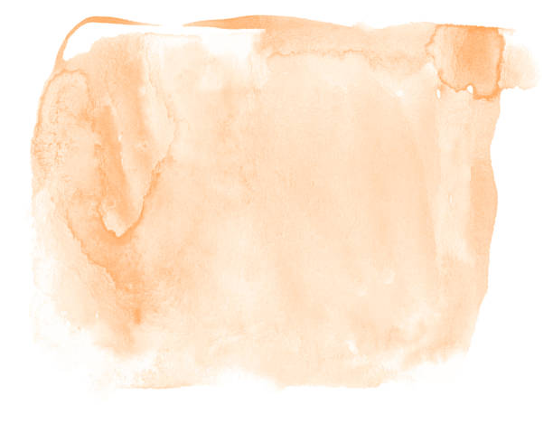istock Light orange watercolor hand-drawn isolated wash stain on white background for text, design. Abstract texture made by brush for wallpaper, label. 1136984471