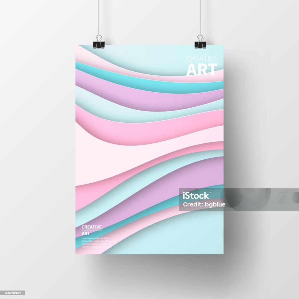 Cropped Poster Poster With Paper Cut Design Isolated On White Background Stock ...