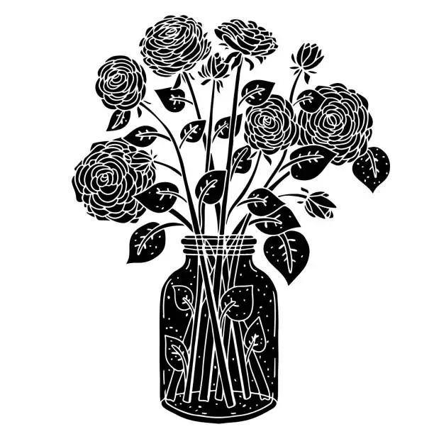 Vector illustration of Bouquet flowers in vase