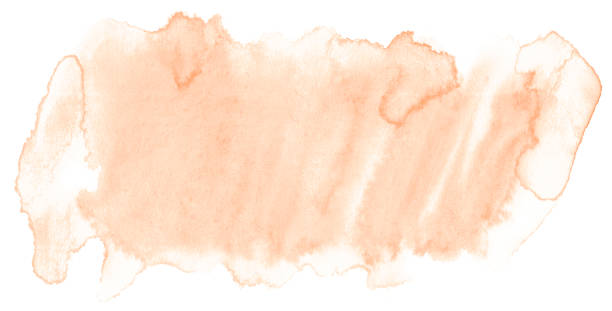 istock Light orange watercolor hand-drawn isolated wash stain on white background for text, design. Abstract texture made by brush for wallpaper, label. 1136985893