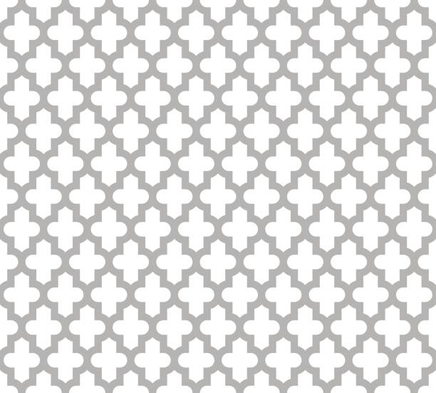 марокканский исламский бесшовный фон шаблона в сером и белом. винтажный и ретро абстрактный орнаментальный дизайн. простая плоская вектор� - wallpaper pattern silk pattern rococo style stock illustrations