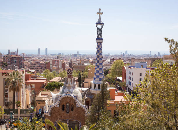 istock Gatehouse at the main entrance to Park Guell 1136994596