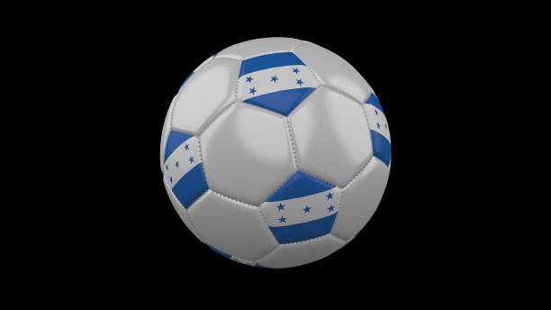 balón de fútbol con bandera de honduras, renderizado en 3d - tegucigalpa fotografías e imágenes de stock