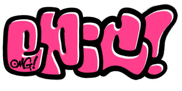graffiti-episches wort in schwarz und rosa über weiß gesprüht - airbrush stock-grafiken, -clipart, -cartoons und -symbole