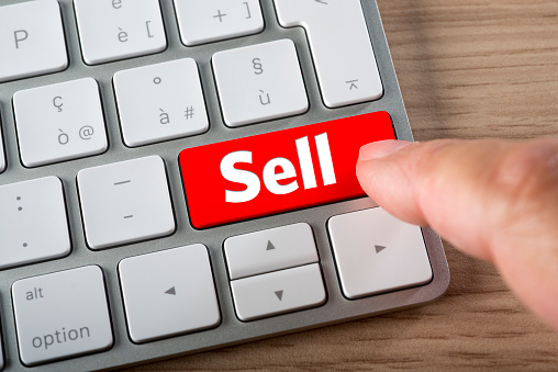 Sell button on a computer keyboard