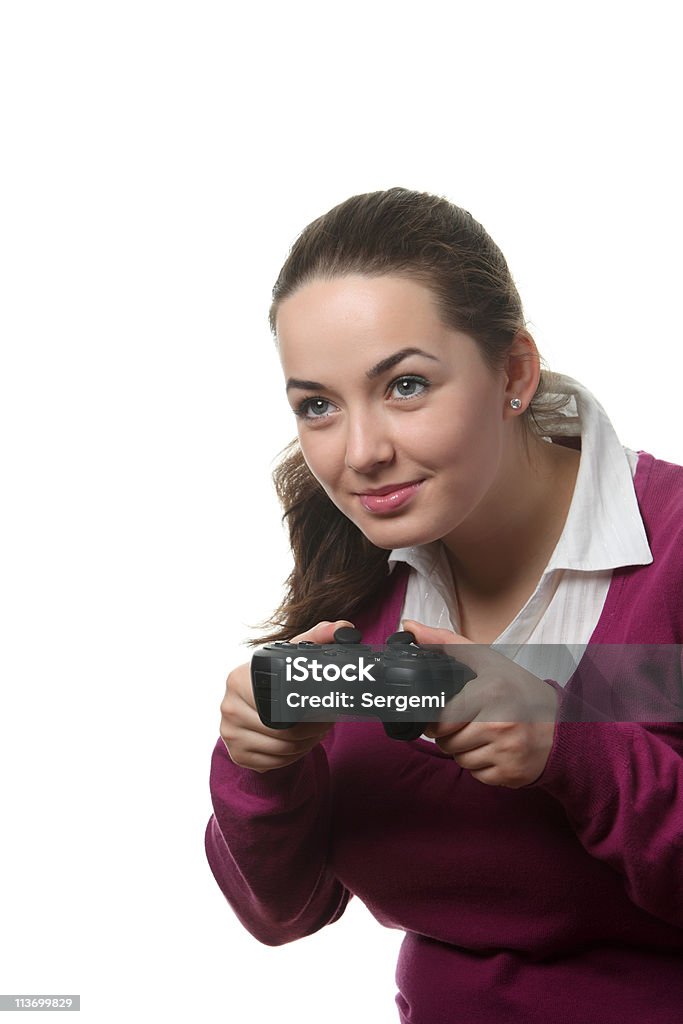 Frau spielen wideogame - Lizenzfrei Attraktive Frau Stock-Foto