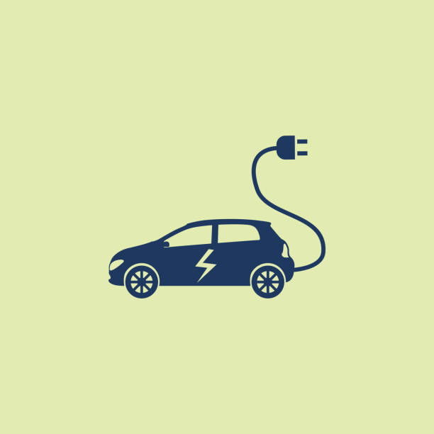 Electric Car Power Line, Cable, Power Station, USA, Electric Car electric car stock illustrations