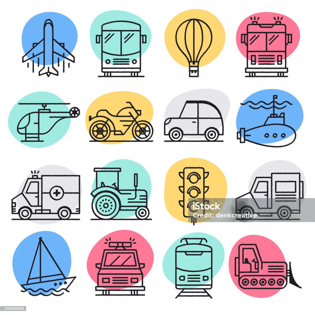 Motor Vehicle Emissions Doodle Style Vector Icon Set Motor vehicle emissions doodle style concept outline symbols. Line vector icon sets for infographics and web designs. Car stock vector