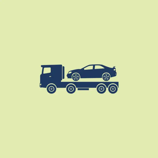 Vector illustration of Evacuator, driving car. Flat design vector illustration.