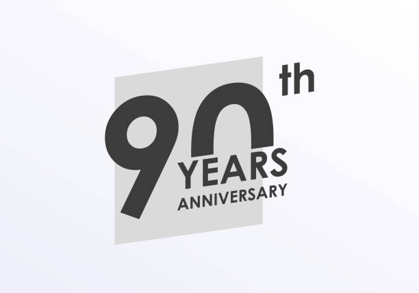 illustrations, cliparts, dessins animés et icônes de 90 ans logo anniversaire. 90e anniversaire badge. graphisme moderne ou conception d’étiquette pour le mariage, l’invitation d’entreprise, célébrant, fête, événement d’affaires. illustration vectorielle. - invitation event wedding invitation wedding