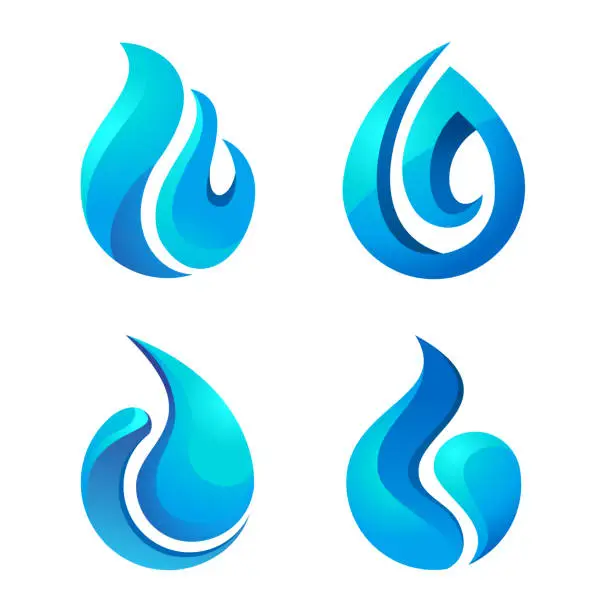 Vector illustration of Water drop icons set.