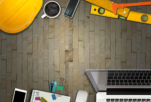 Comp Project Background Office Desk Background With Construction Project Ideas Concept With ...