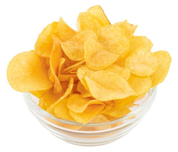 istock Potato chips bowl isolated on white background, with clipping path 1137009813
