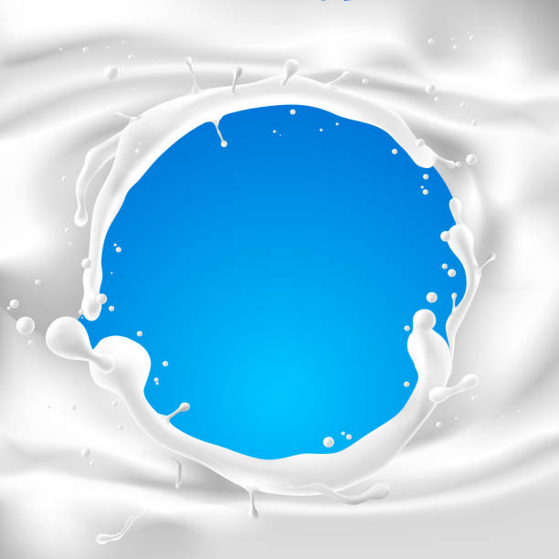 illustrazioni stock, clip art, cartoni animati e icone di tendenza di ripple del cerchio di schizzi di latte e sfondo bianco latteo. - ripple water waterdrop drop