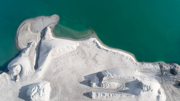 istock Sand and gravel pit, lakeshore - aerial view 1137010814