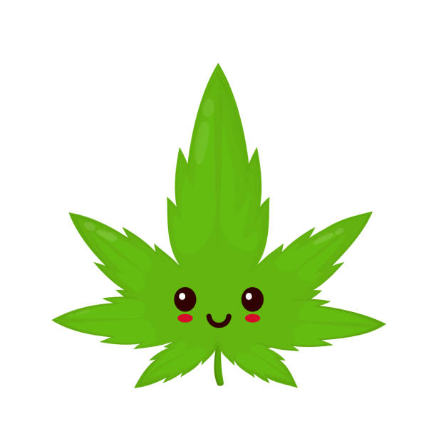 ilustraciones, imágenes clip art, dibujos animados e iconos de stock de linda divertida y sonriente marihuana feliz - emoji de marihuana