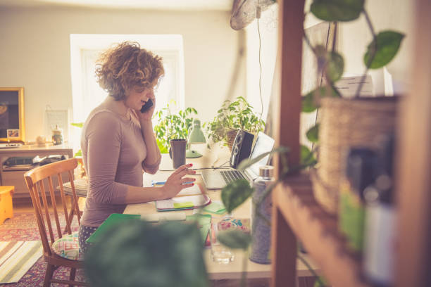Young woman working from home