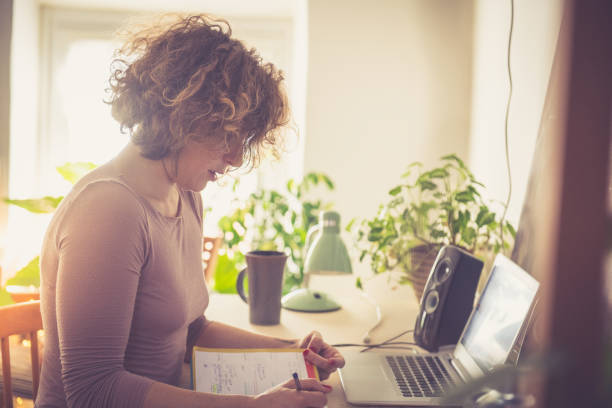 istock Young woman working from home 1137013398